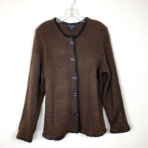 Wooden Ships Women's Button Front  Cardigan Size M/L Brown Black Career School